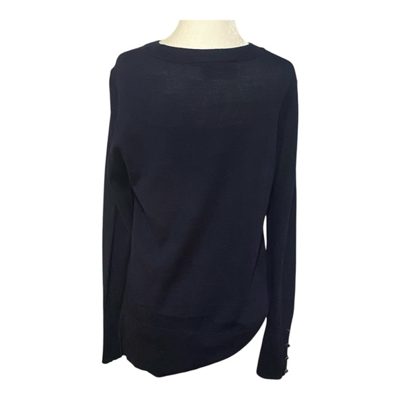 Tahari merino wool blend navy sweater. Sz L - Picture 6 of 14
